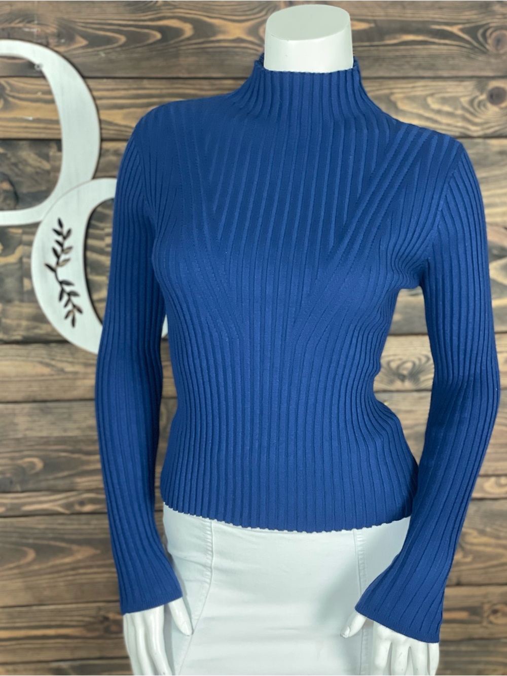 Kathy Ireland | High Mock Turtleneck Neck Lightweight Ribbed Knit Sweater Top‎